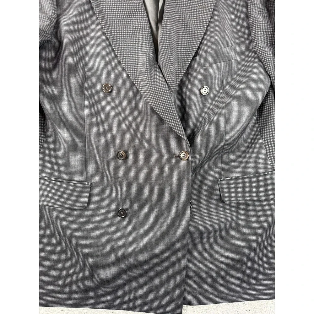 Feraud Louis Feraud Blazer Men's 42R Gray Wool Double Breasted Coat Tweed Peak